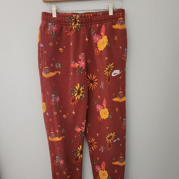 SMALL Nike sweatpants Deep Clay space alien Psychedelic mushroom floral joggers - Picture 1 of 12